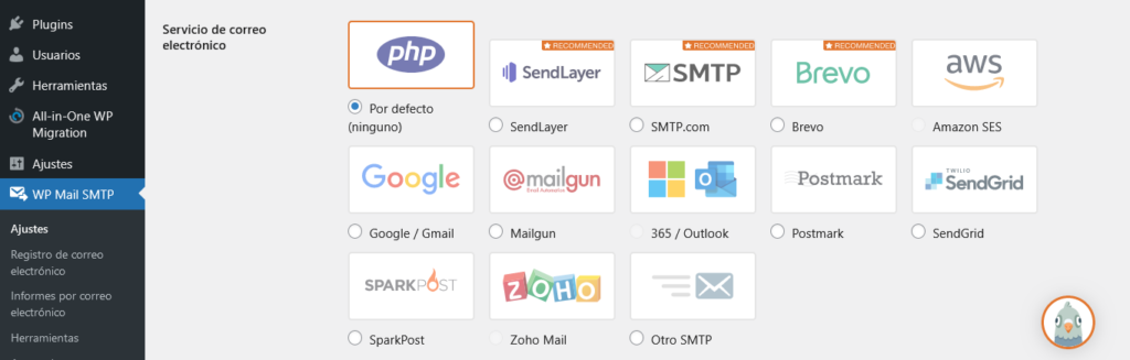 Configuración de WP Mail SMTP 