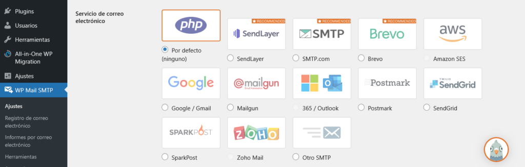 Configuración de WP Mail SMTP