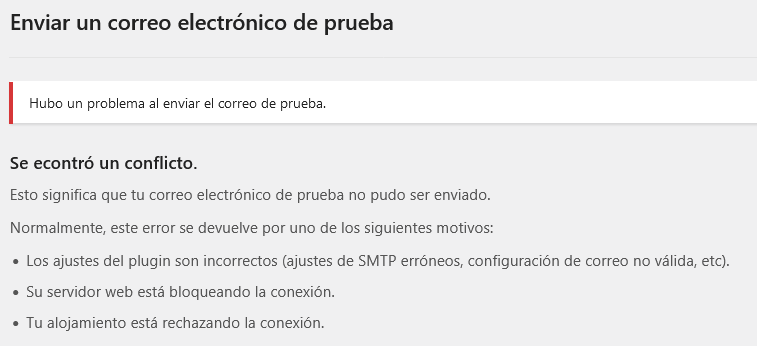 error de envió de correo