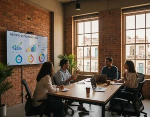 Emprendedores utilizando herramientas de IA como el plugin AIBlogger para WordPress para hacer crecer su negocio.