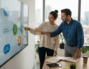 Colaboración profesional entre emprendedor y agencia creativa