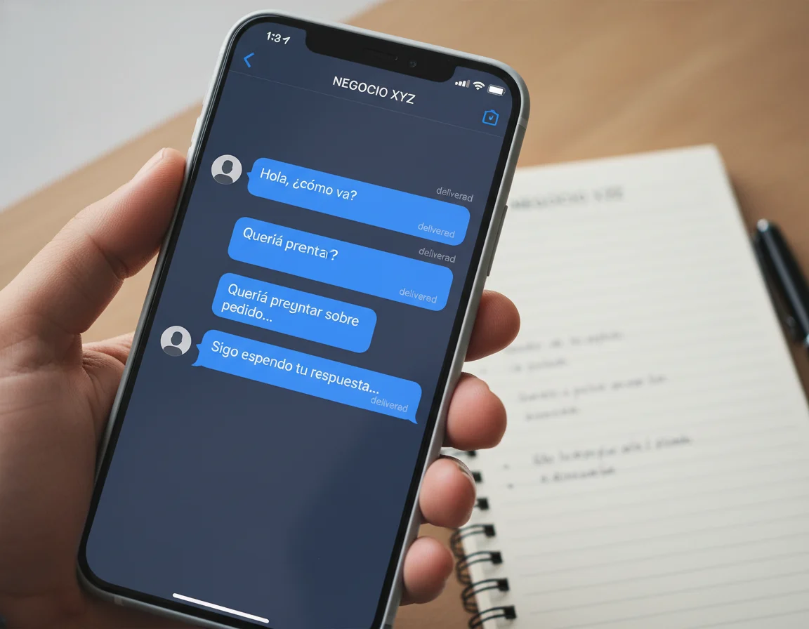 Conversación de ventas sin respuesta en una aplicación de mensajería.