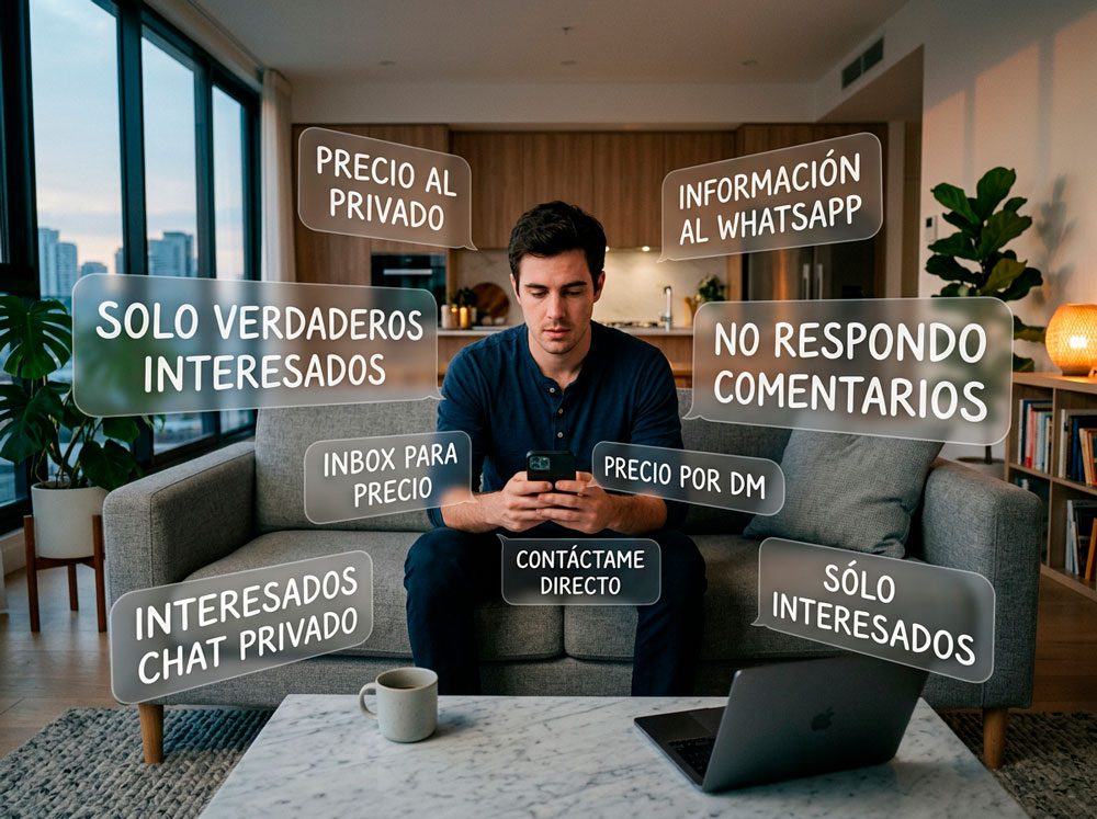 Mensajes sobre precio privado en un anuncio inmobiliario